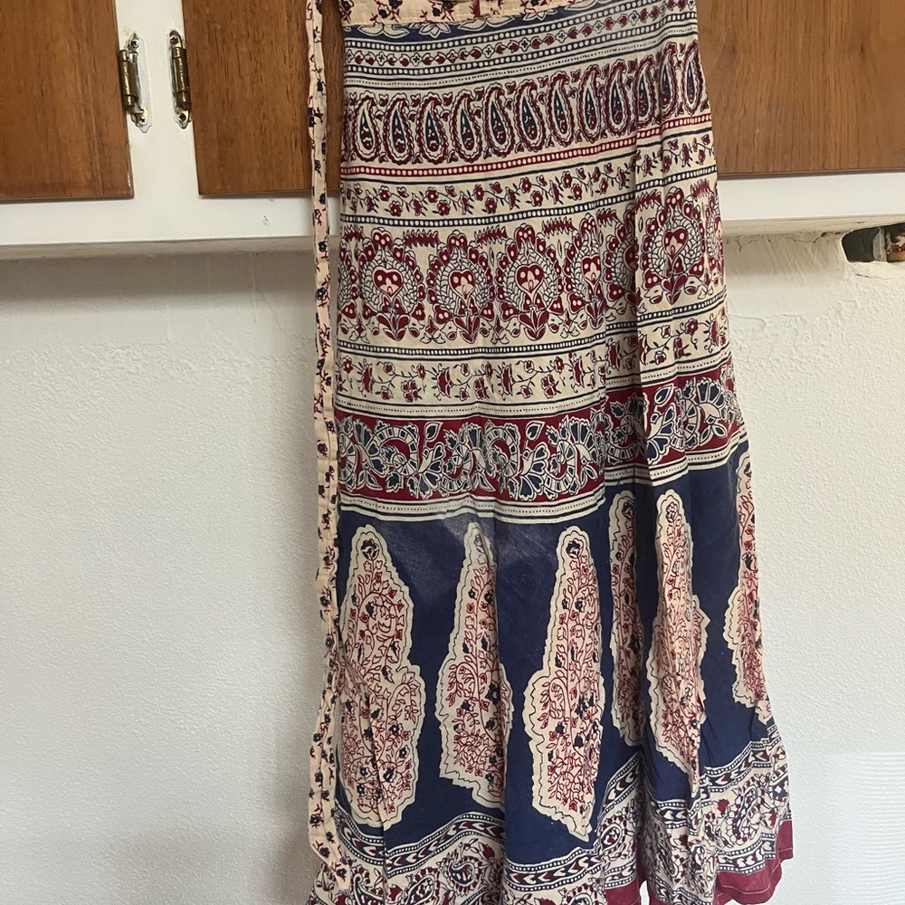 Vintage Wrap Paisley Indian Print Skirt
